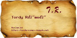 Tordy Rómeó névjegykártya